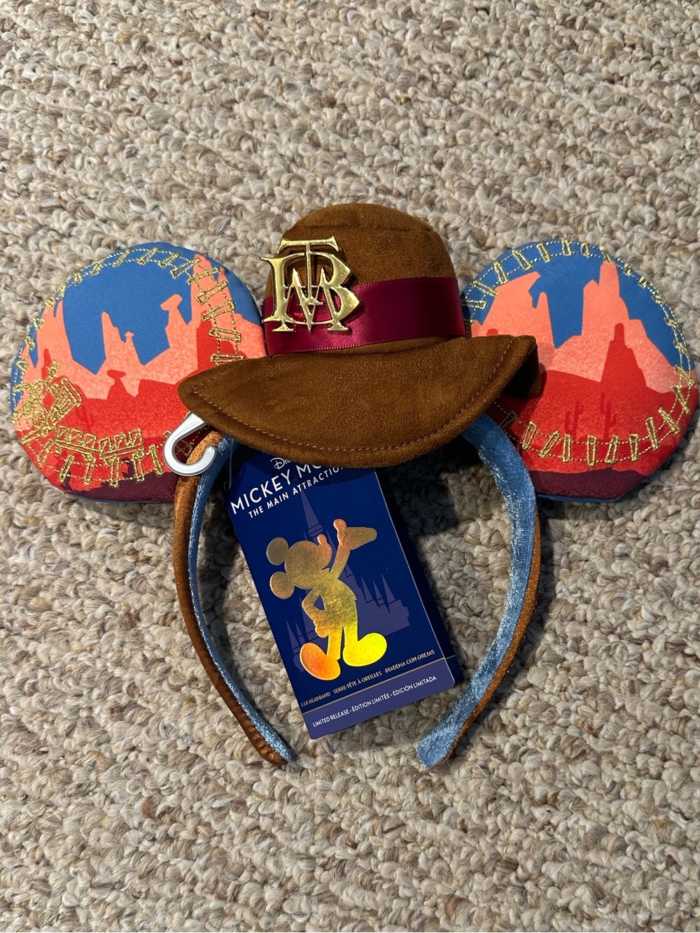 Disney Big Thunder Mountain Mickey Ears Headband with Brown Hat